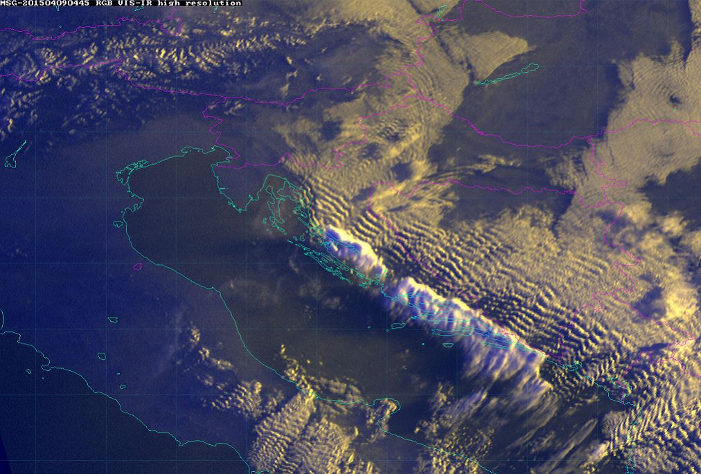 9 April 2015/4.45 UTC - Meteosat 10 RGB image (HRV, 10.8, 10.8)