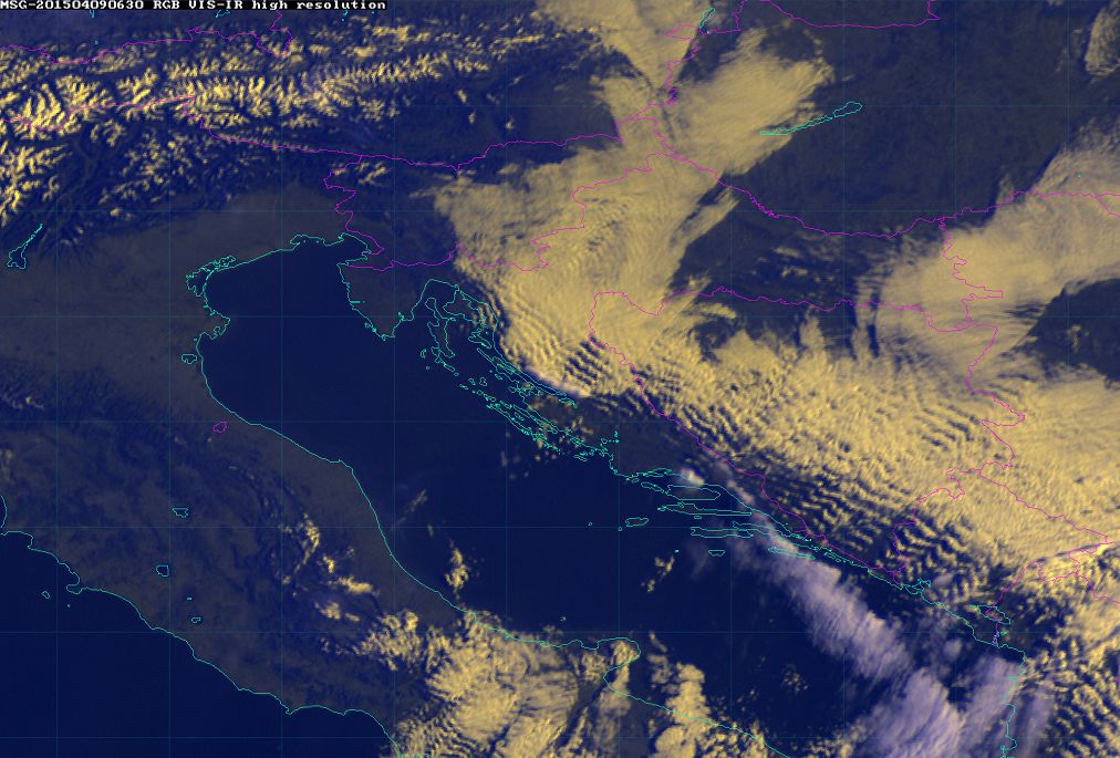 9 April 2015/6.30 UTC - Meteosat 10 RGB image (HRV, 10.8, 10.8)