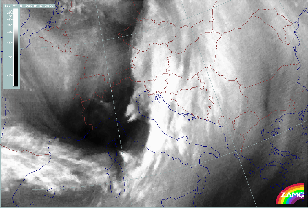27 April 2002/09.00 UTC - Meteosat WV image; Classical Wave