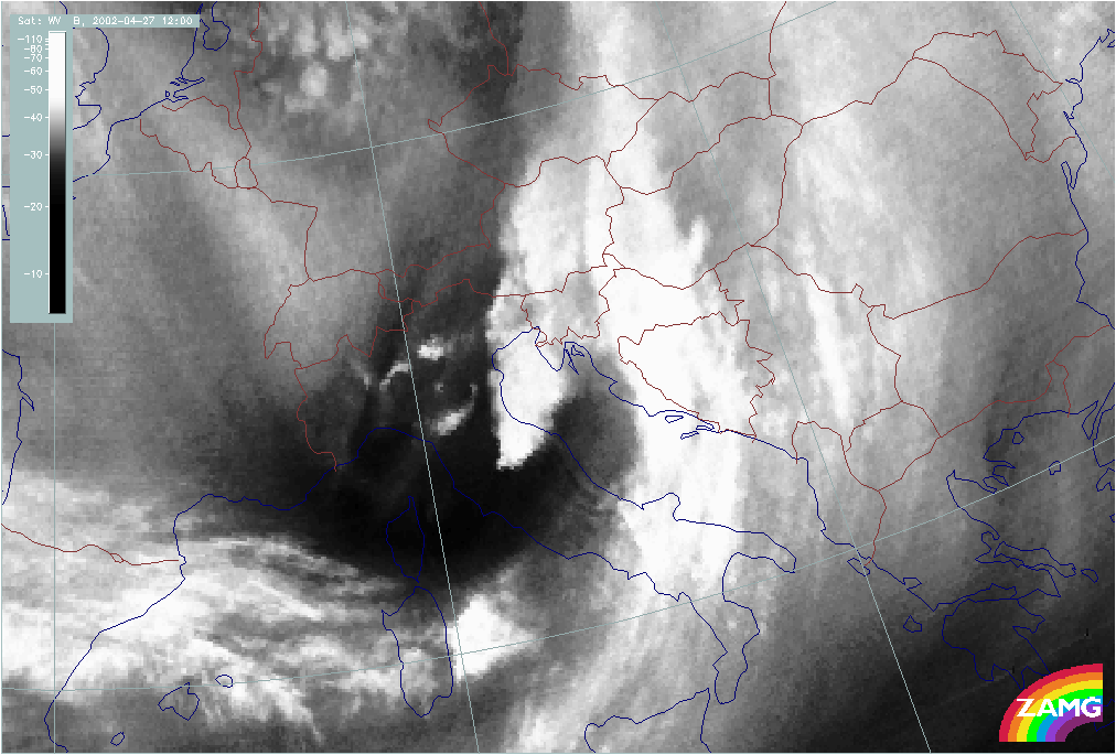 27 April 2002/12.00 UTC - Meteosat WV image; Classical Wave