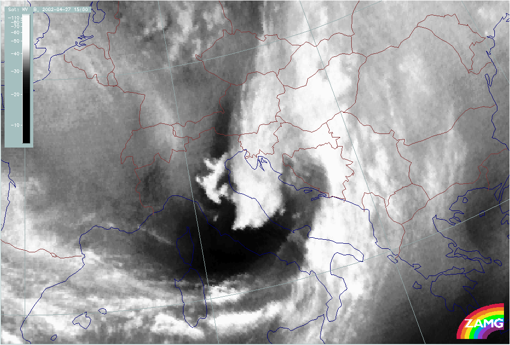 27 April 2002/15.00 UTC - Meteosat WV image; Classical Wave