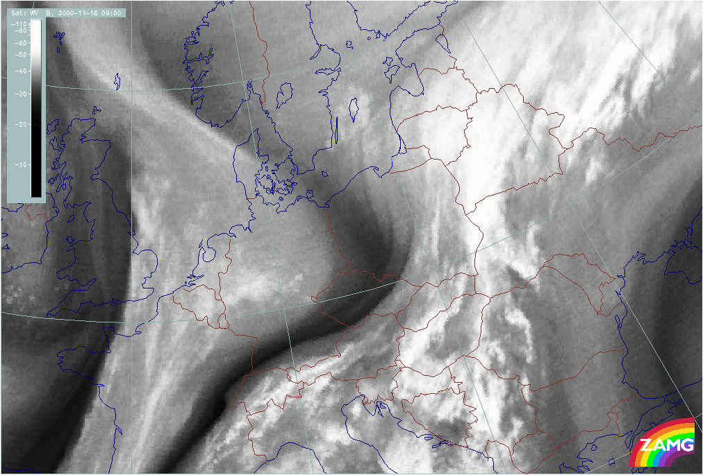 16 November 2000/09.00 UTC - Meteosat WV image; Double Structure Wave