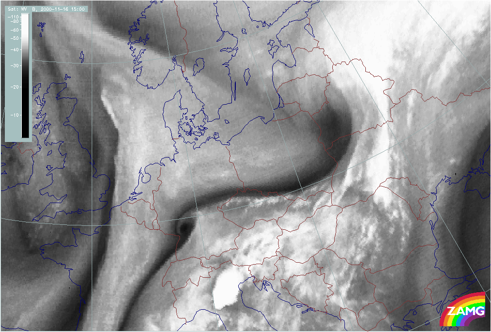 16 November 2000/15.00 UTC - Meteosat WV image; Double Structure Wave