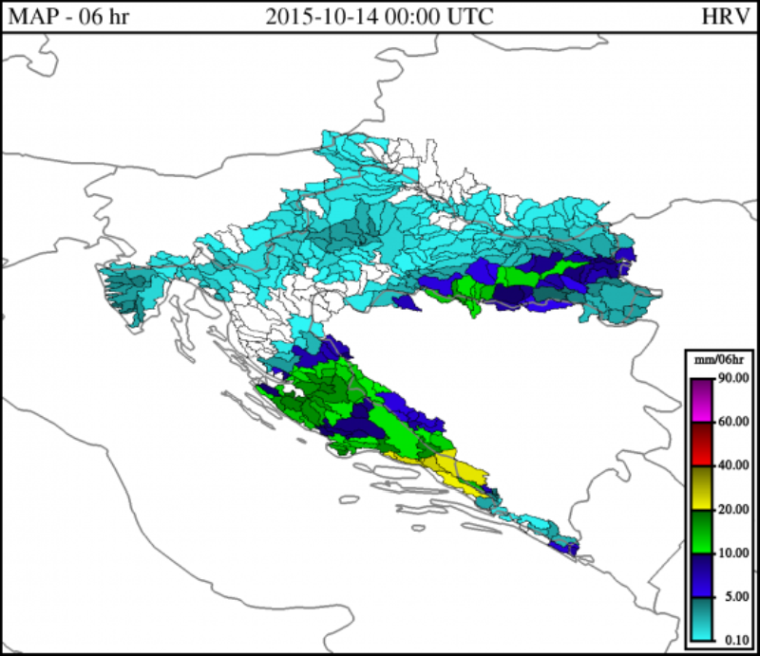 catchment accumulated rainfall 14 Oct 00h