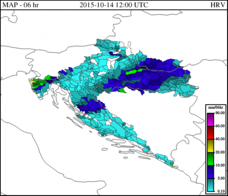 catchment accumulated rainfall 14 Oct 12h